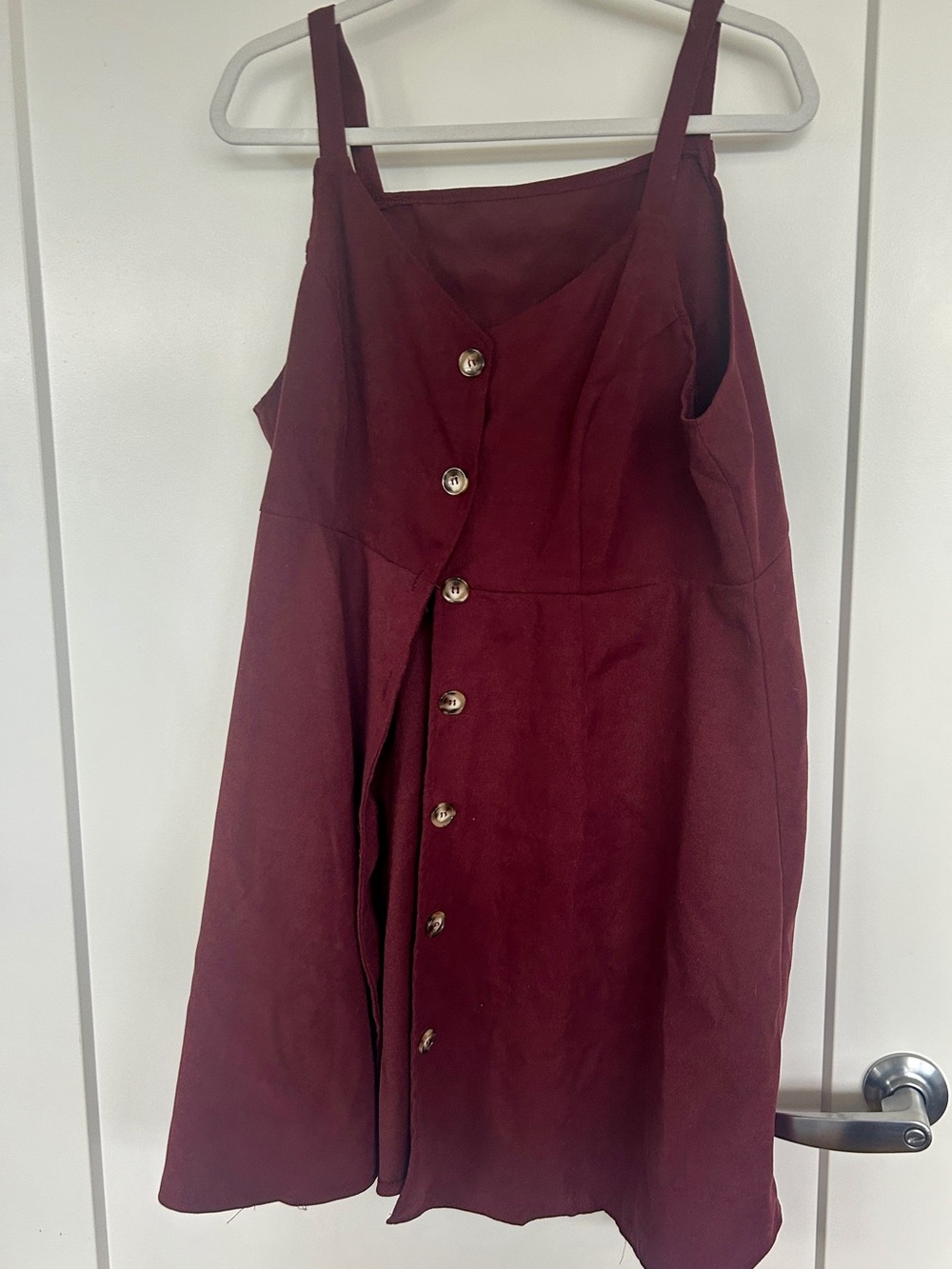Burgundy Wine Button Front Sleeveless Midi Dress XL XXL